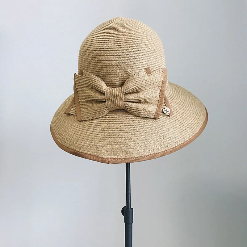 

Women Straw Cloche Style Summer Hat Ribbon Band Sun Bucket Hat Women Dress Church Kentucky Derby Beach Hat