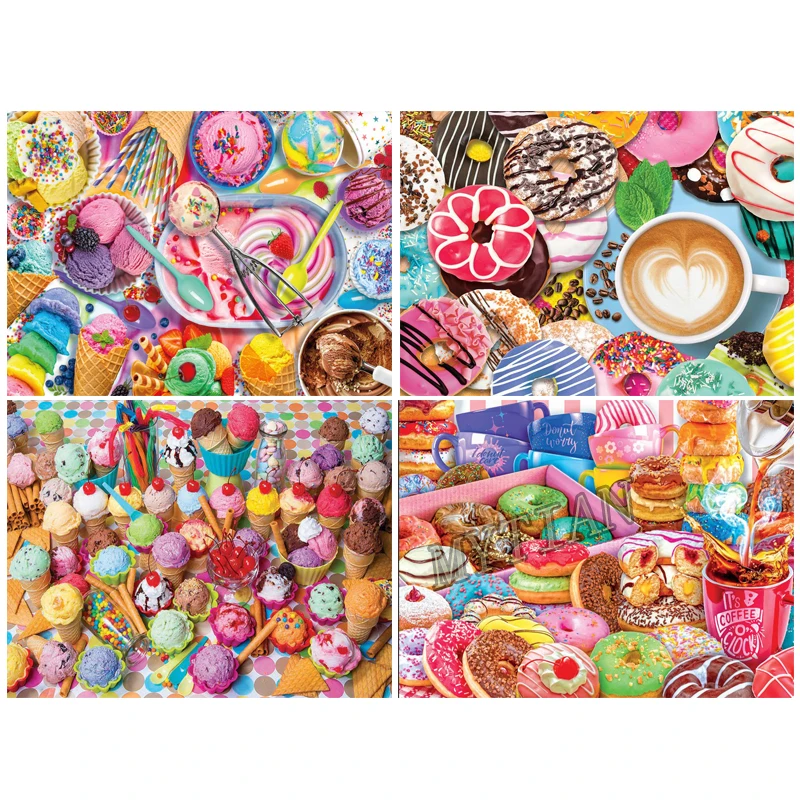 Полная квадратная/круглая 5D самостоятельная вышивка алмазной мозаикой яркие конфеты мороженое кофе набор для крестиков домашнего декора.
