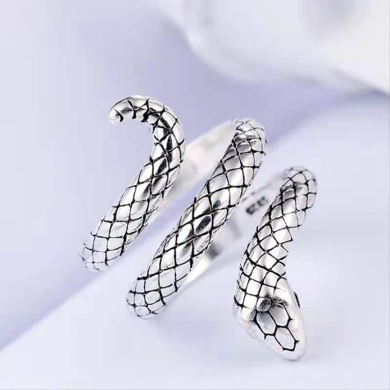 

Gothic Stainless Steel Ring Open Adjustable Men Women Jewlery Rings snake shaped alloy ring hip hop punk exaggerated retro rings