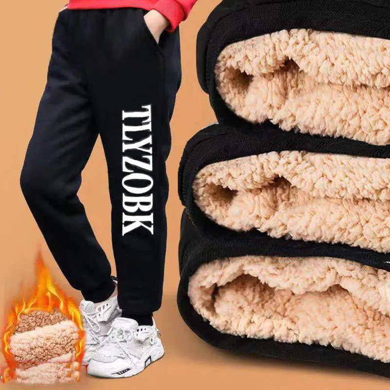 Children's Clothing Warm Sweatpants for Girls Unisex Boy Pencil Trousers Boys Pants Winter Thicken Pants with Velvet Lining