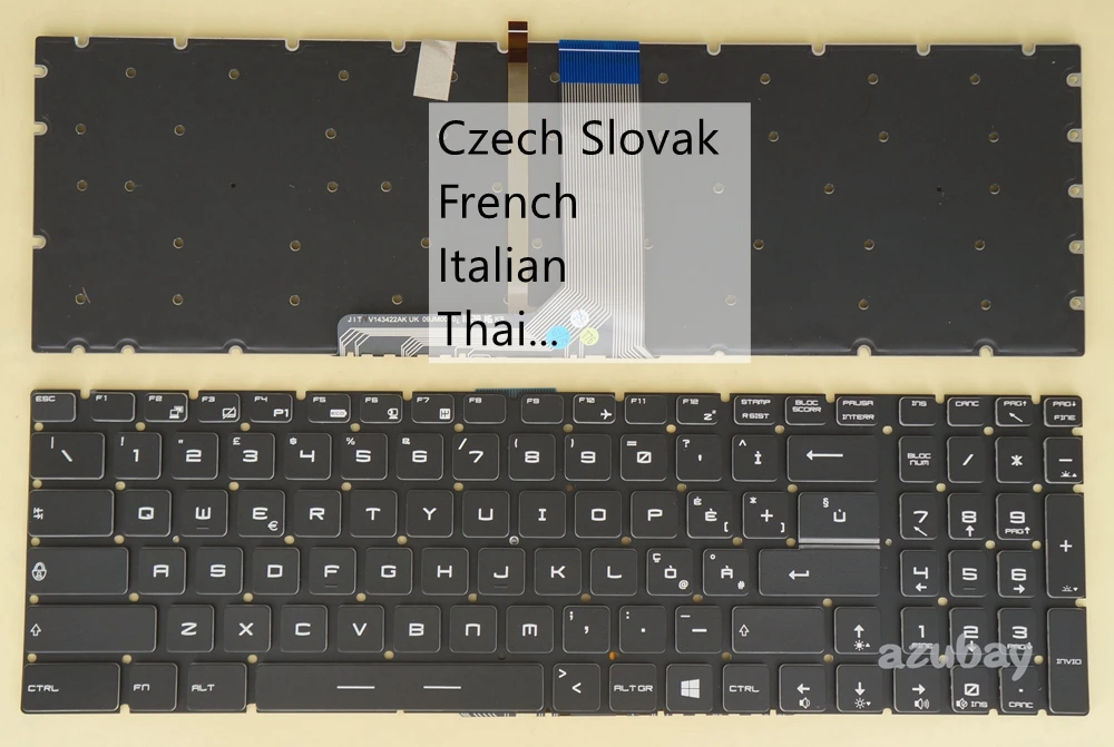 

Czech Slovak French Italian Thai Keyboard For MSI MS-16J6 MS-1796 GP72 GP72VR, PE60/ PE70 2QD 2QE 6QD 6QE PL60 7RD White Backlit