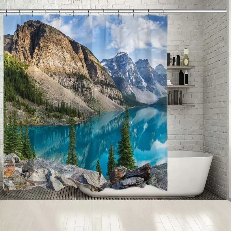 Занавеска для душа Moraine озеро с Скалистыми горами панорама в Banff Канада