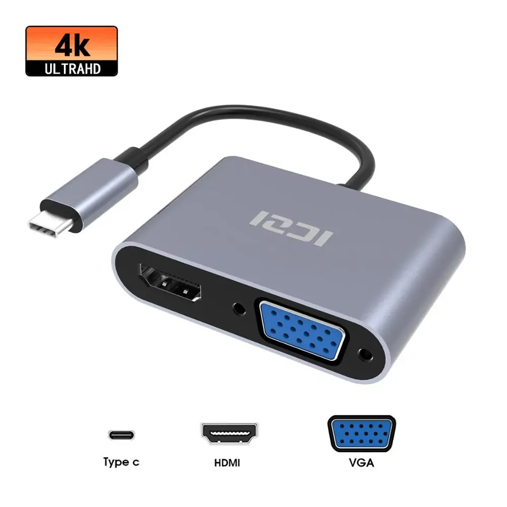 ICZI type C к HDMI VGA двойной экран адаптер 4 USB концентратор конвертер для Macbook Pro Air Surface Go