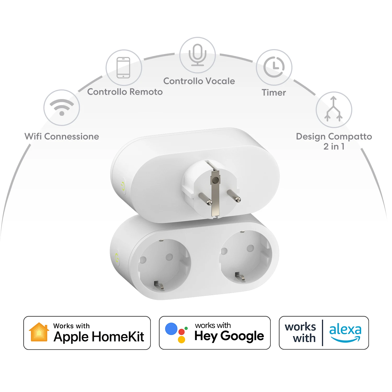 HomeKit 2 in 1 Smart Plug Wifi Dual Outlets EU Socket Remote Voice Control Pack Support Alexa Google Assistant SmartTings |