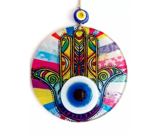 

16x16 cm fusion glass Fatma mothers abundance hand pattern evil eye bead wall ornament FREE SHİPPİNG