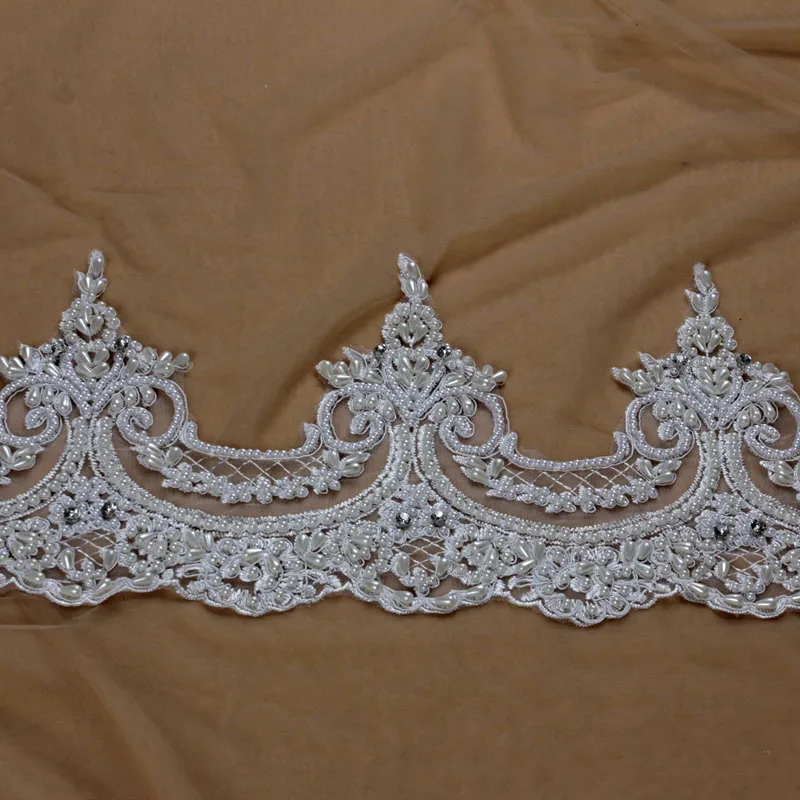 Ivory La Belleza, Ширина 23 см, Черное кружево, слоновая кость, ручная работа, кружевная отделка бисером, платье, кружево, вуаль невесты, кружево 1 ярд - Цвет: Ivory