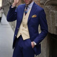 fashion classic blue groom tuxedos excellent men wedding tuxedos men formal business prom party suitjacketpantsvest tie