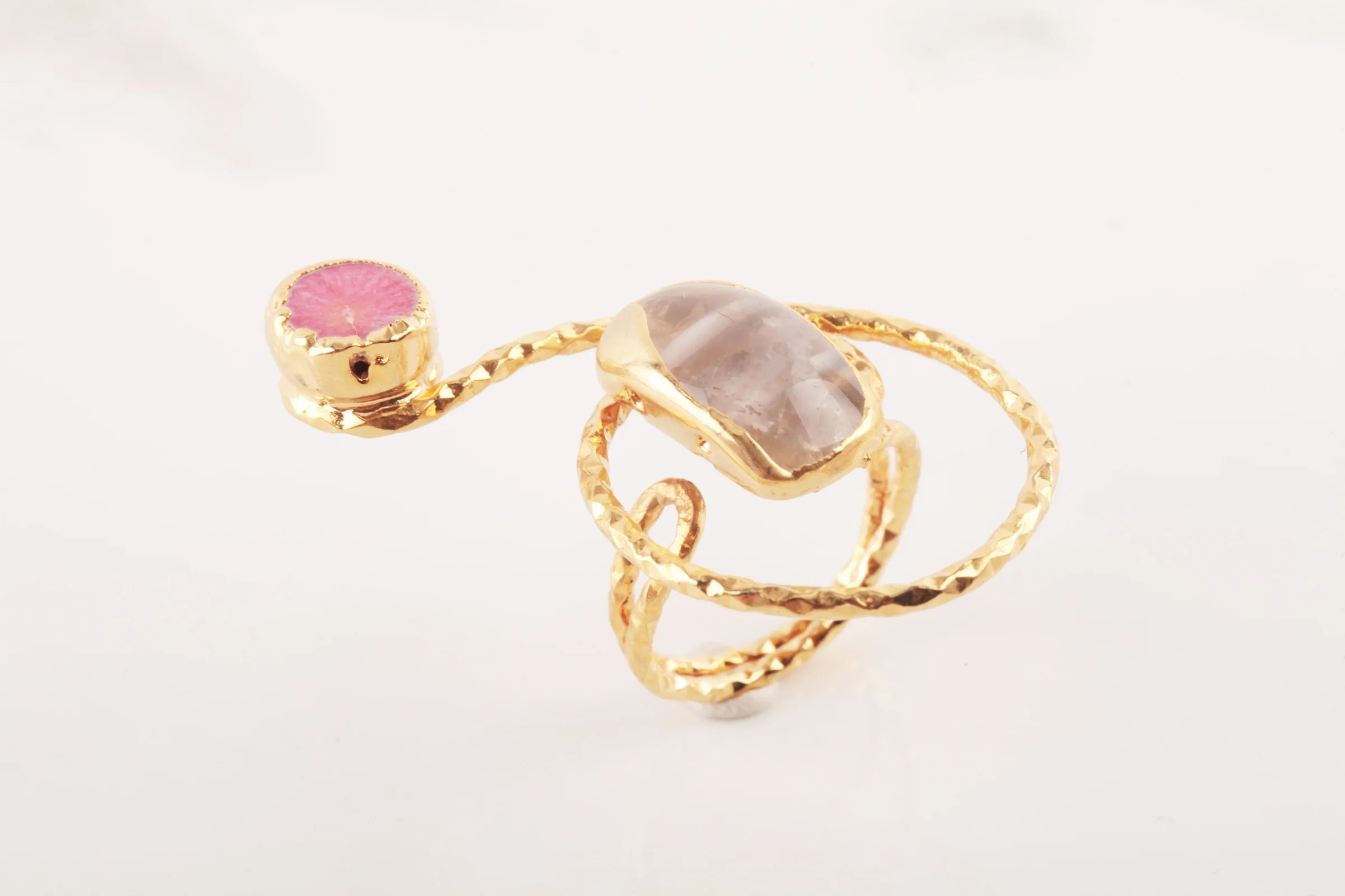 

Ювелирные изделия UM US, Женское кольцо из кварца и кораллового камня