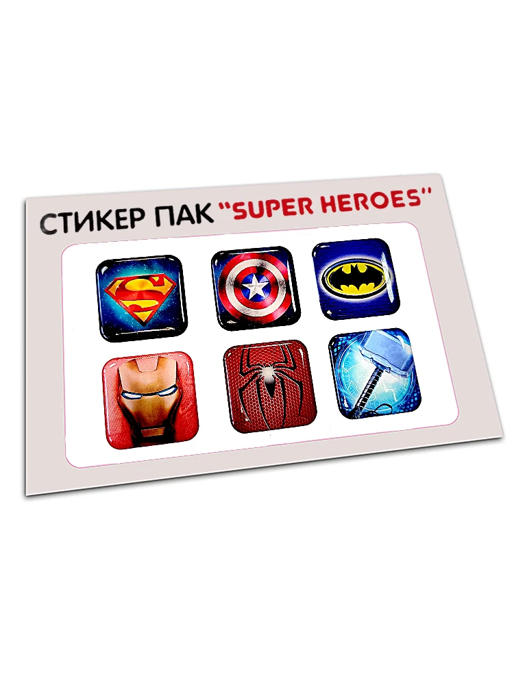 Наклейки на телефон 3D компьютер планшет ноутбук набор 6шт Marvel Superman Batman Ironman Tor