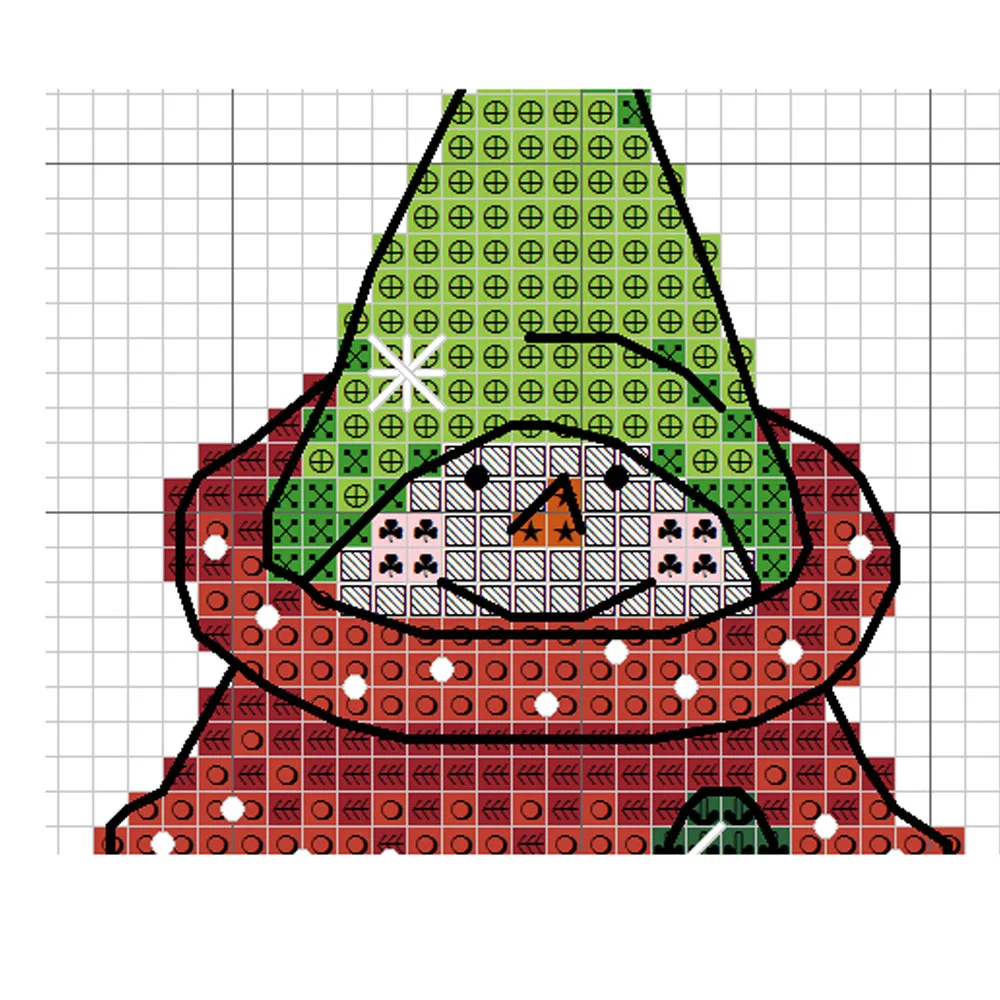 Схема вышивки крестом &quotСнеговик&quot Новый год праздник красный зеленый pdf/xsd