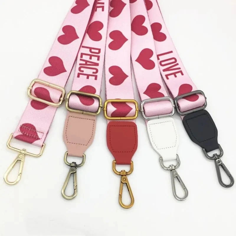 

New 2022 Bag Handle Bag Strap For Women DIY Shoulder Love Heart Handbag Accessories Cross Body Messenger Nylon Belts Bag Straps