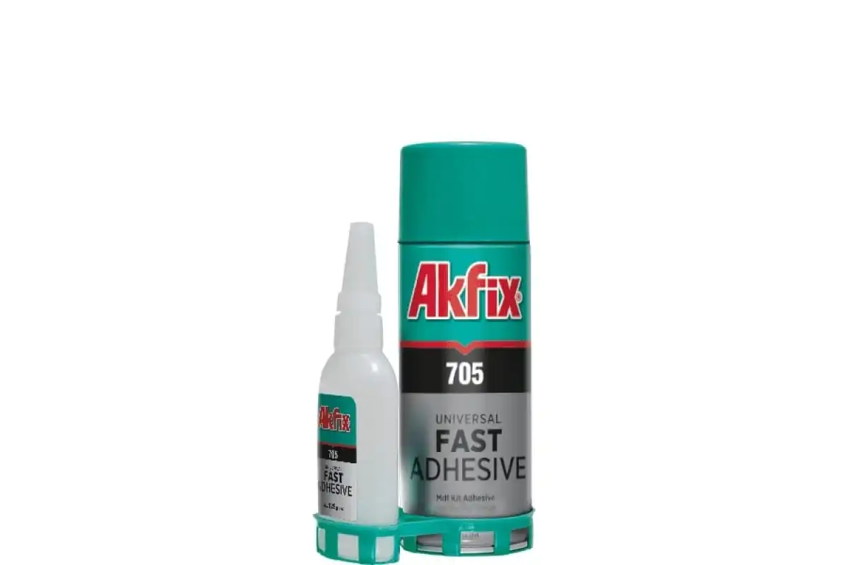 Клей супер с активатором Akfix 705 набор (В50гр+200мл) суперклей для экспресс склеивания