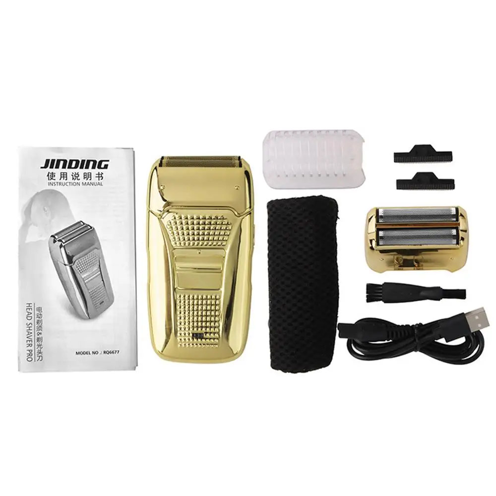 

Electric Shaver for Men Reciprocating Double Cutter Head Razor Rechargeable Shaving Machine Retro Electroplating Barber Trimmer