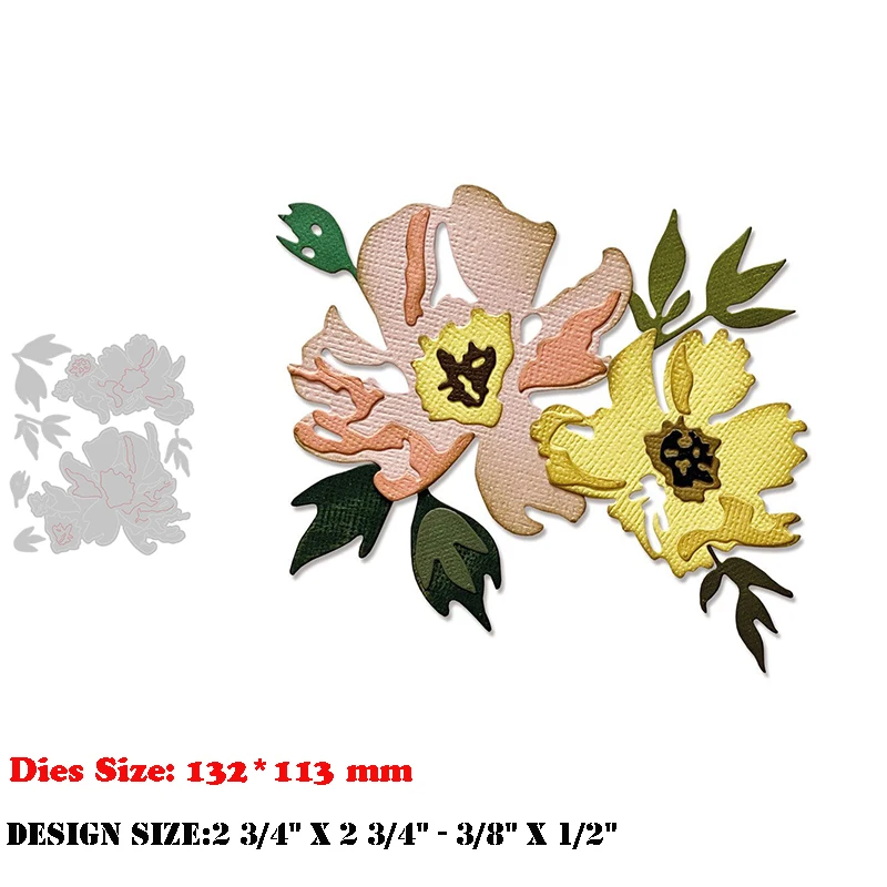 

New Arrival Festive Bouquet Metal Cutting Dies For 2022 Scrapbooking Leaf Stems Brushstroke Flowers Notepad Stencils Card Making