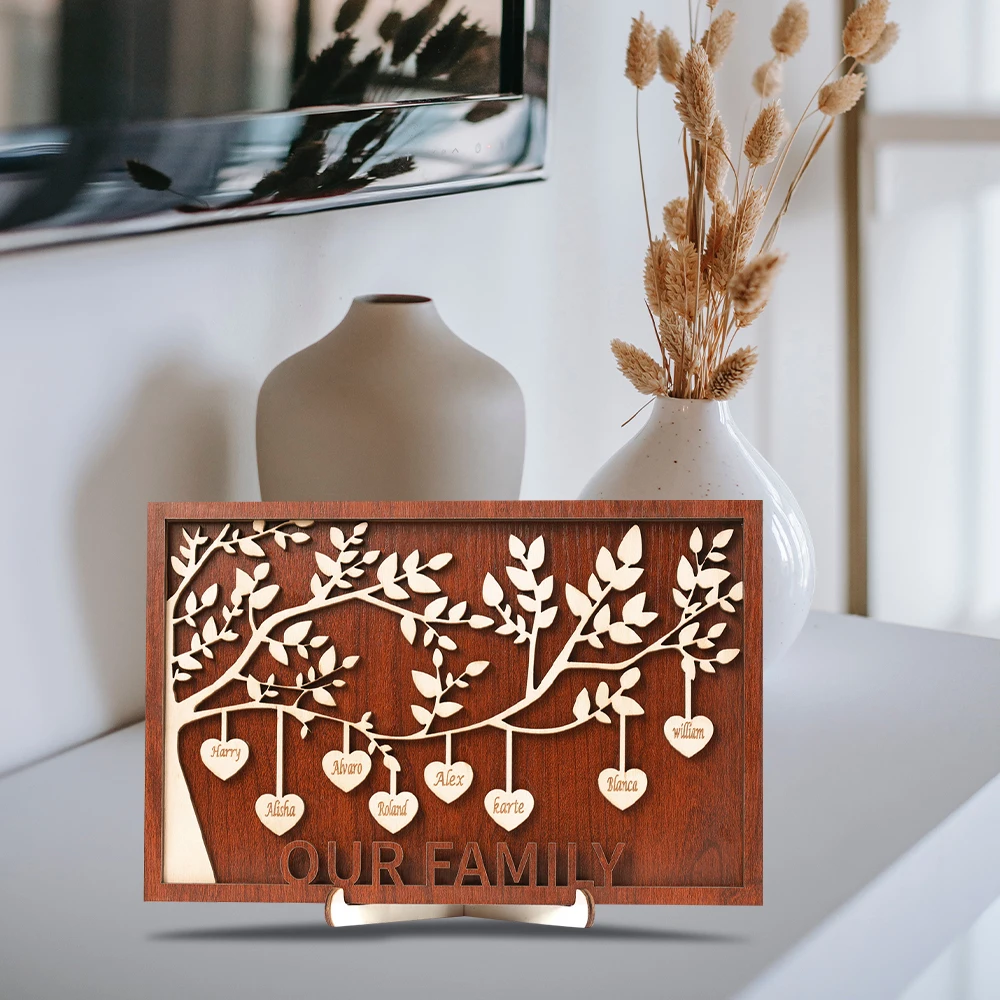 

Personalized Family Tree Gift Mother's Day Custom 2-9 Name Wall Art Decor Family Names Sign Gifts for Mom Grandma Grandfather