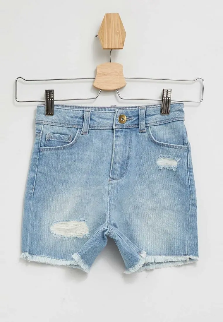 DeFacto девушка летние джинсовые шорты для девочек светильник синий рваные короткие