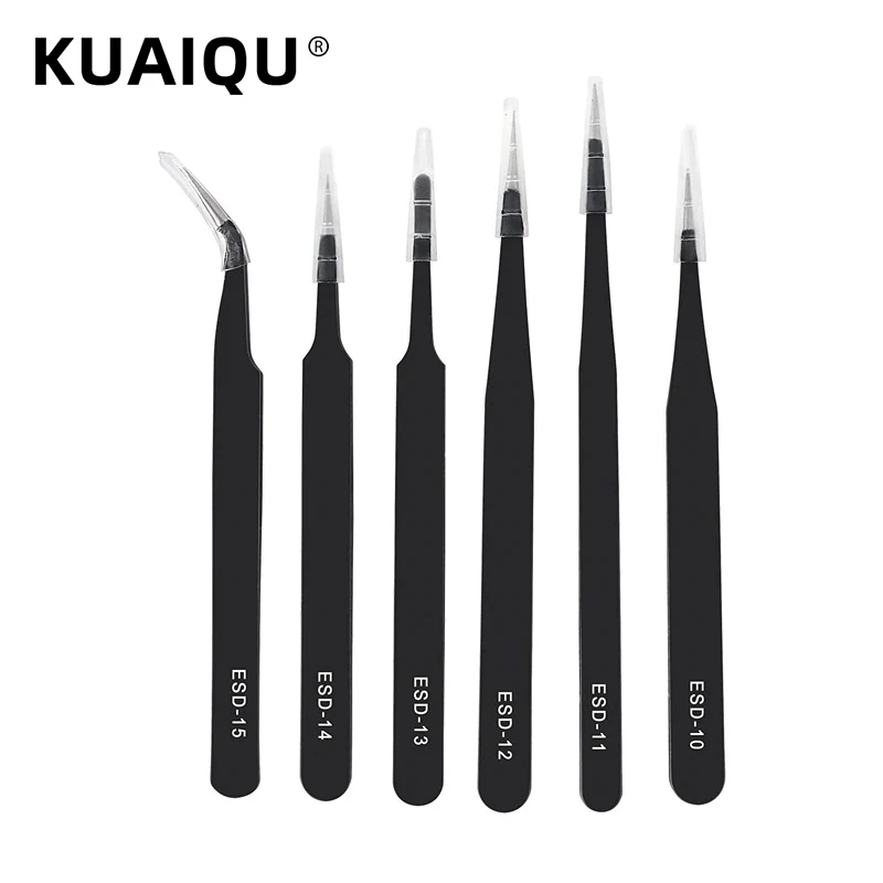 Металлические антистатические ESD пинцеты из нержавеющей стали набор