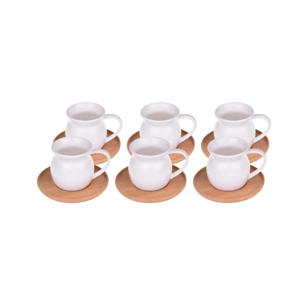 

Espresso Turkısh Greek Coffee Mug Set Colored Glaze Ceramic Cup Home Kitchen Accessories Drinkware White Bamboo Plate Saucer