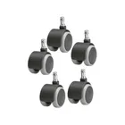 Колеса (ролики) для кресла, комплект 5 шт., прорезиненные, цвет черный