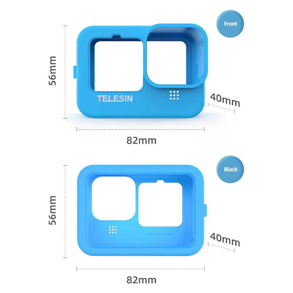 

TELESIN Soft Silicone Case Lens Cap Blue Black Adjustable Handle Wrist Strap For GoPro Hero 9 Black Action Camera Accessories