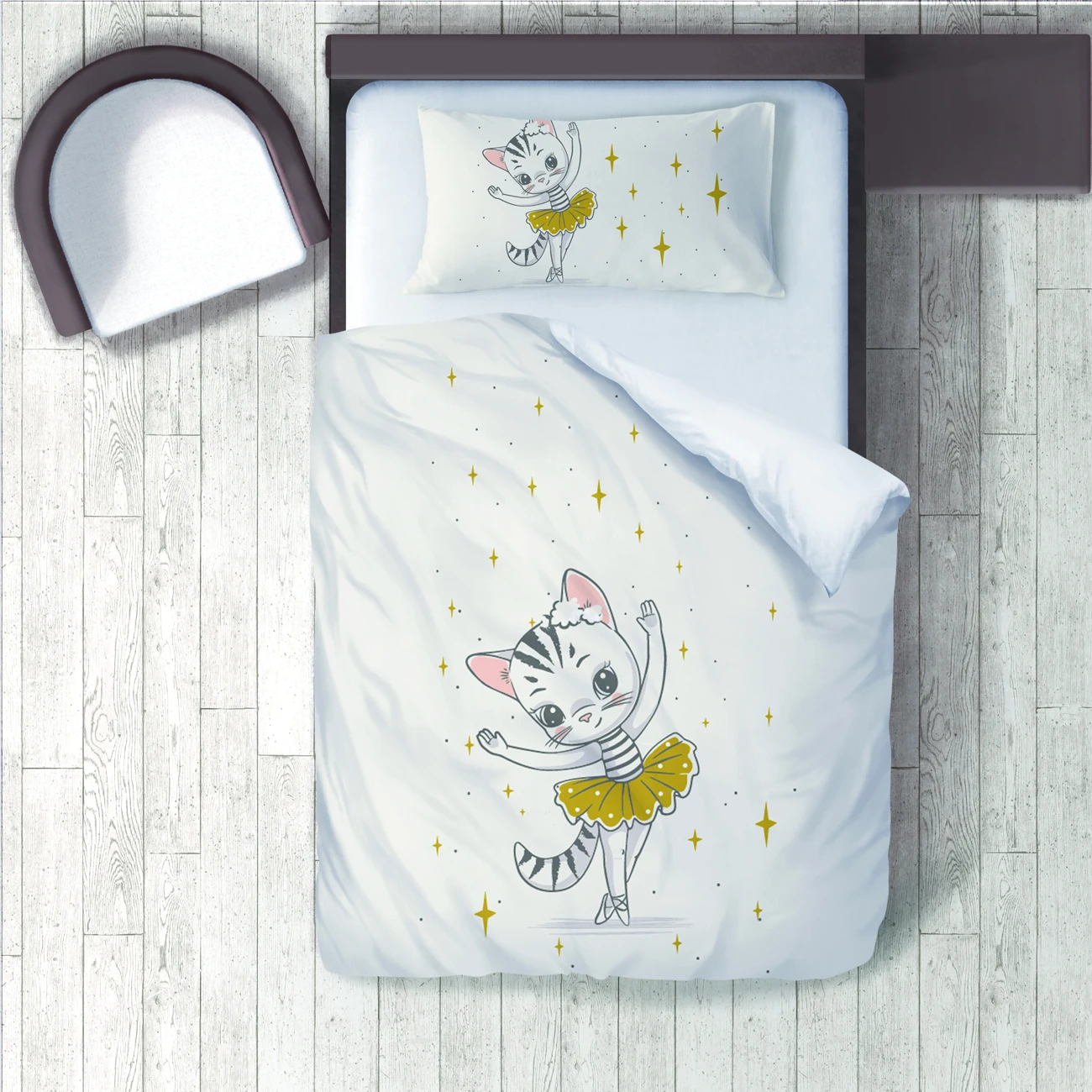 

Duvet Cover Set Bedding Set Pillow Case for Baby and Kids Room 3D Printed Yellow Ballerina Cat Model 273