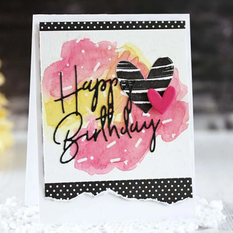 Металлические высекальные штампы с днем рождения зеркальные и тисненые