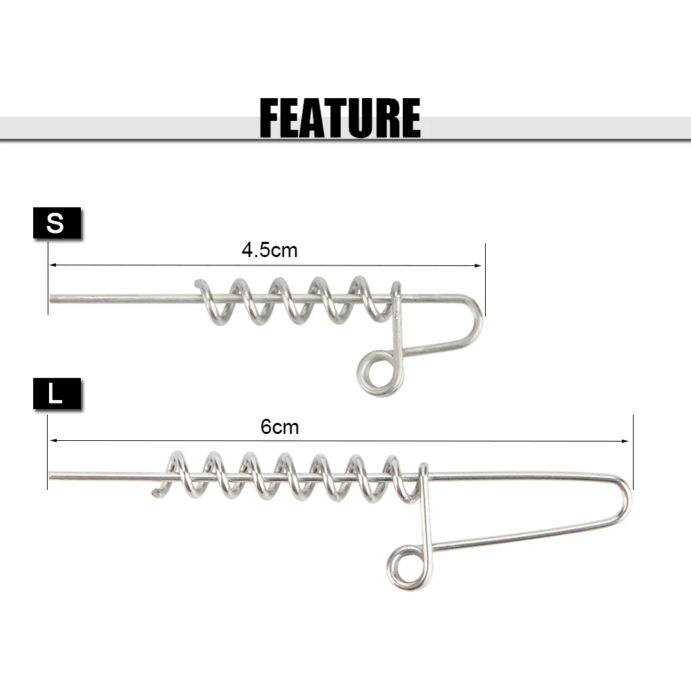 RoseWood 20pcs/Lot 45mm 60mm Softbait Spiral Stingers Spring Lock Fish Coil Soft Bait Connector for Jigging Lure | Спорт и