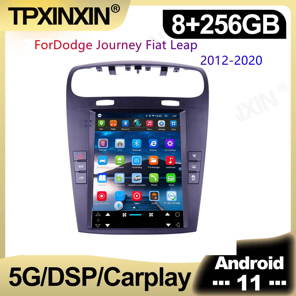 For Dodge Journey Fiat Leap 2012 - 2020 Tesla Style Android 11.0 Car Radio Tape Recorder Multimedia DVD Player Navi HeadUnit GPS