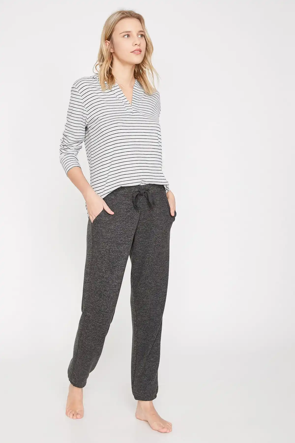 Хлопковая женская серая Пижама Six 9KLK71168OK |