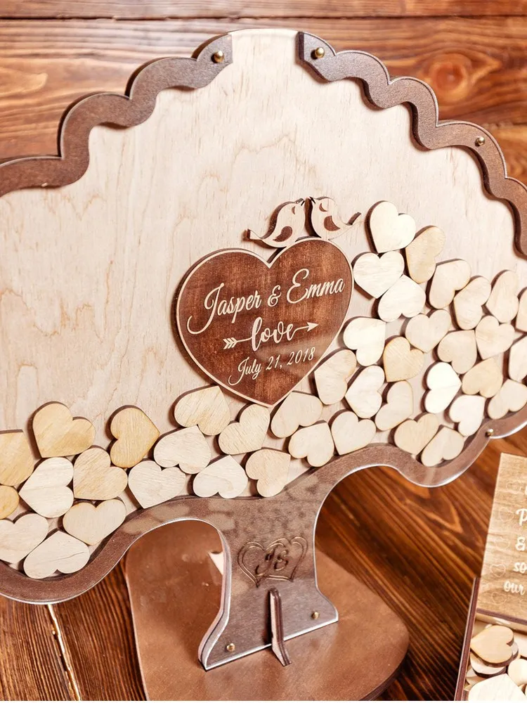 Дерево Тема любовь птицы свадебный замок Гостевая книга Свадебная коробка