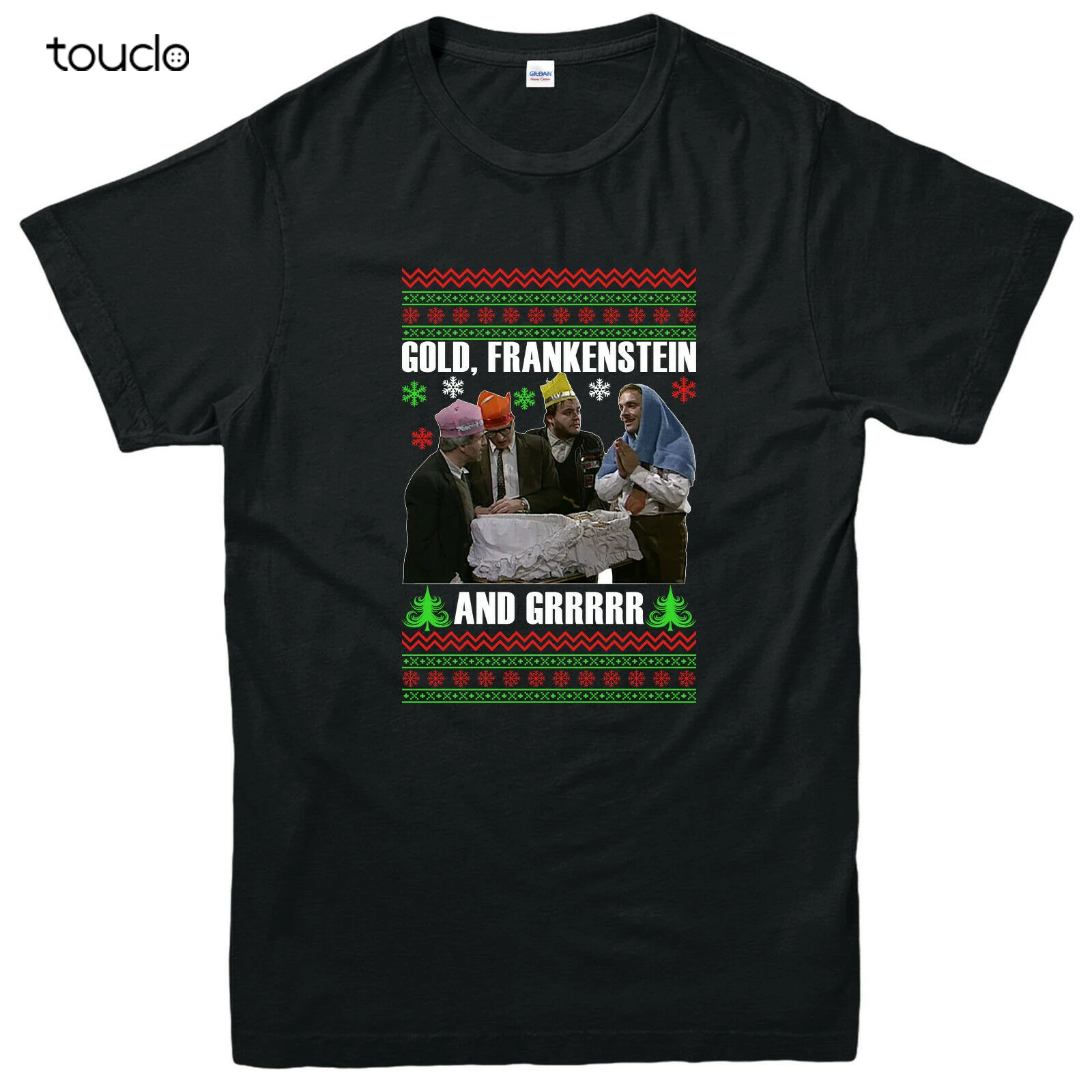 Золотые Frankenstein и Grrr футболки с рождественским узором Забавный Рождественский