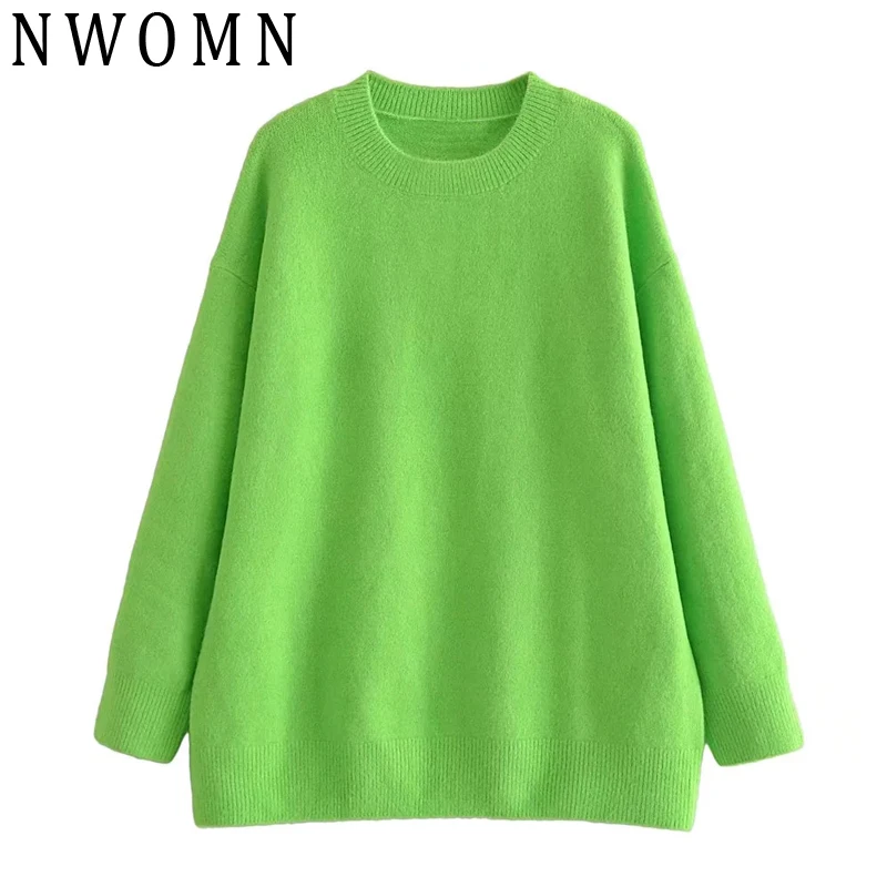 

NWOMN Green Woman Sweater Oversized Knitted Sweater Women Clothing Long Sleeve Pullover Female Warm Autumn Casual Sweater