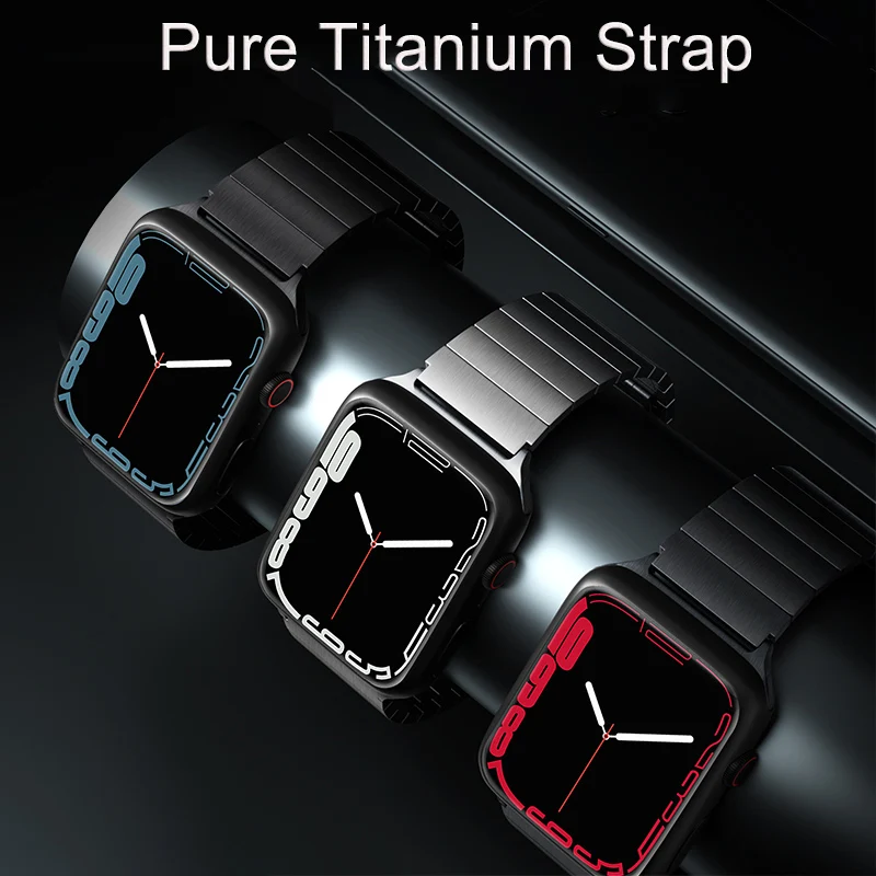 Ремешок титановый для Apple Watch Band 44 мм 42 40 38 45 браслет из чистого титана iWatch 7 6 SE 5 4 3