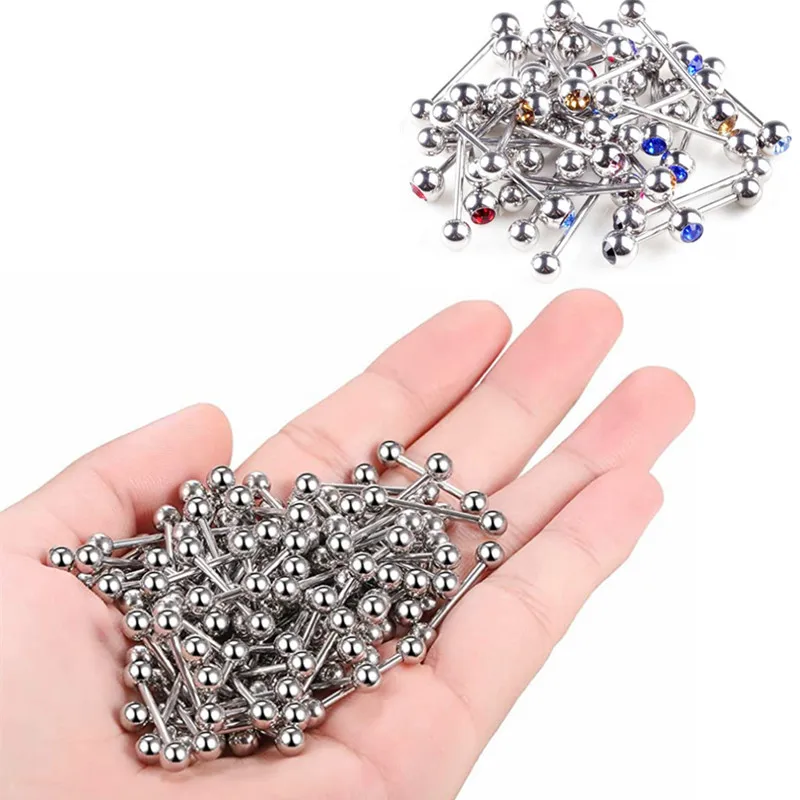 Набор для пирсинга языка, комплект из 5/10/20 шт. из нержавеющей стали для прокола сосков, пирсинг-штанга для языка навалом