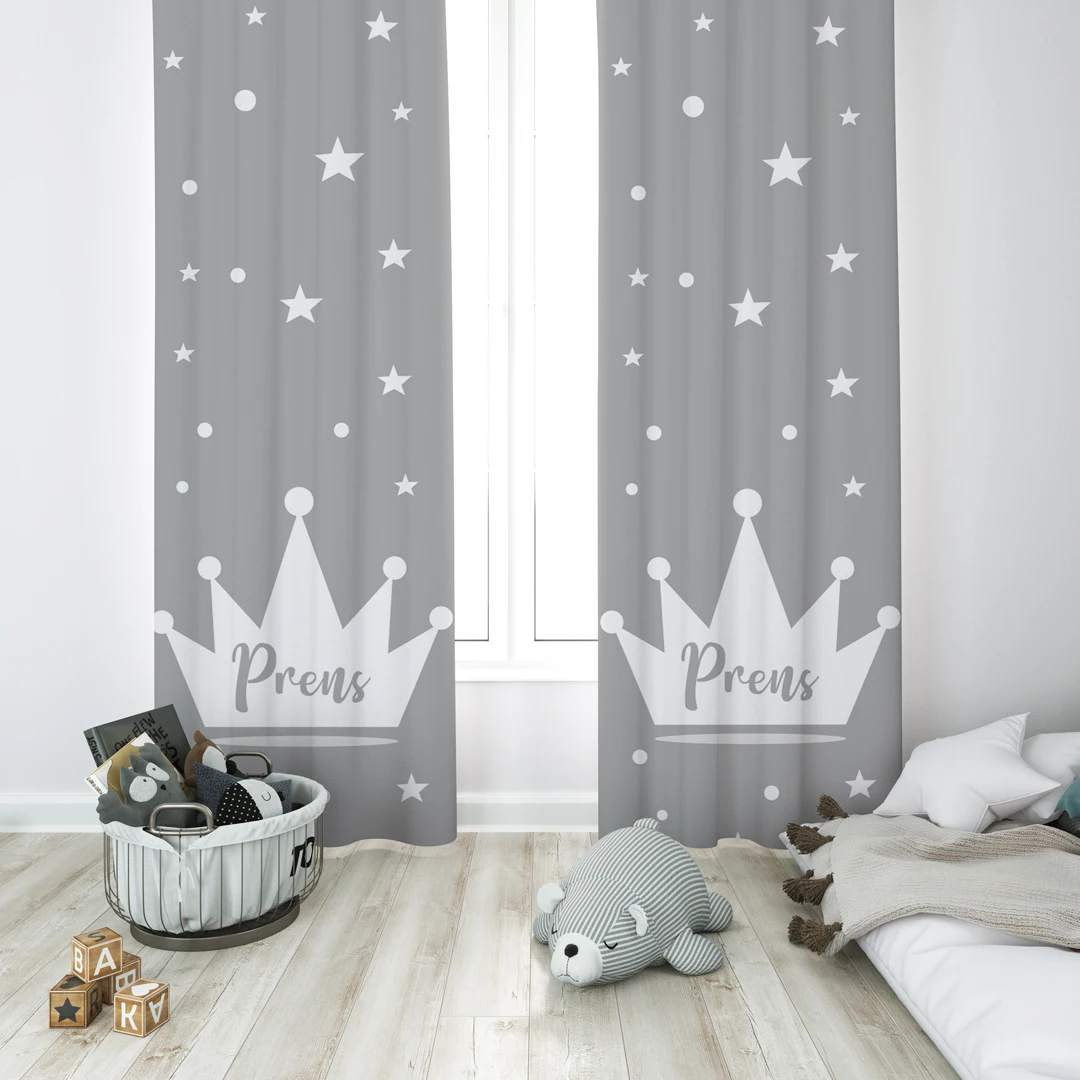 

Curtains Children 3D Printed Decorative Items Home Childrens Room Prince Crown Model 077