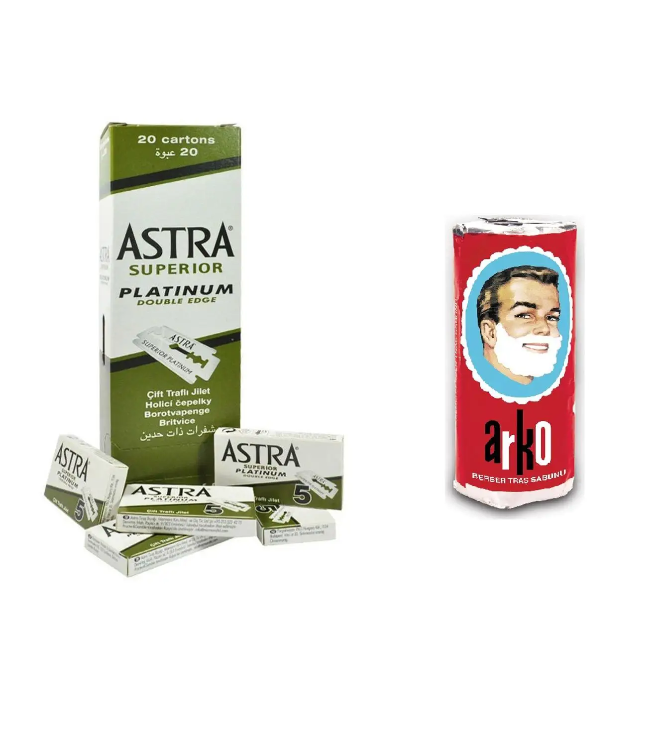 100 Astra превосходные Платиновые двухсторонние лезвия для бритвы + мыло бритья