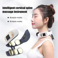 intelligent tens pulse neck massager warm compress neck back cervical spine pain relief kneading massage machine power control