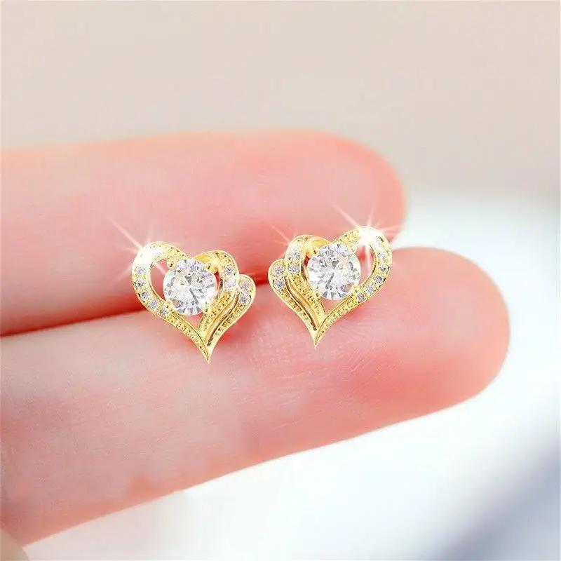 

Fashion and Sophistication Heart Zircon Stud Earrings women's Minimalistic Silver Earrin for Girlfriends Gifts Jewelry