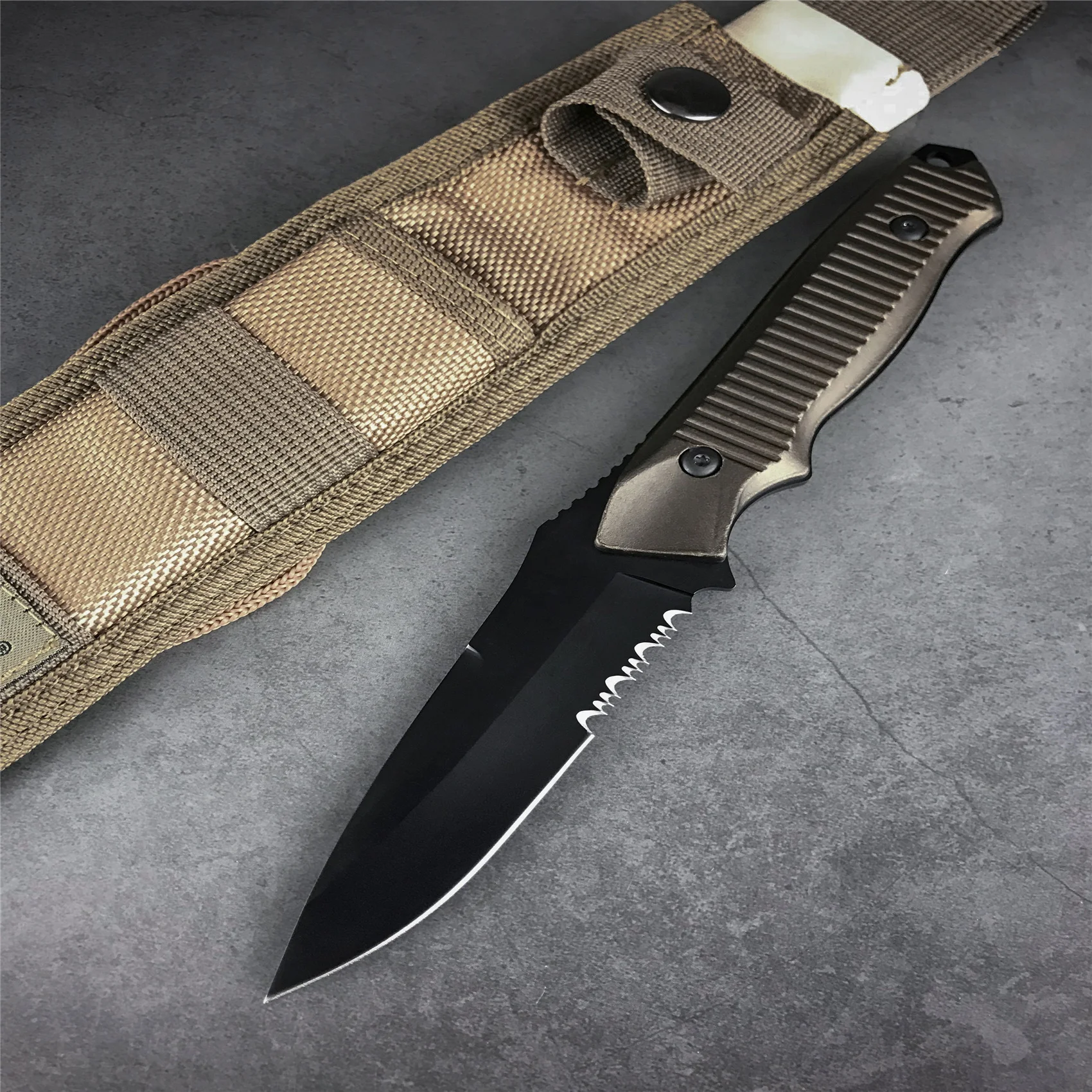 

BM 140BK Folding Knife 154CM Blade Aluminium Alloy Handle Outdoor Tactical Camping Hunting Knife EDC, Full Blade/Half-Serrated