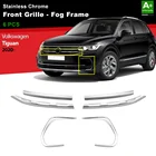 Автомобильные аксессуары Vw Tiguan Хромированная нержавеющая сталь 2 шт. противотуманная рама и 4 шт. передняя решетка комбинация как модели 2020, так и выше