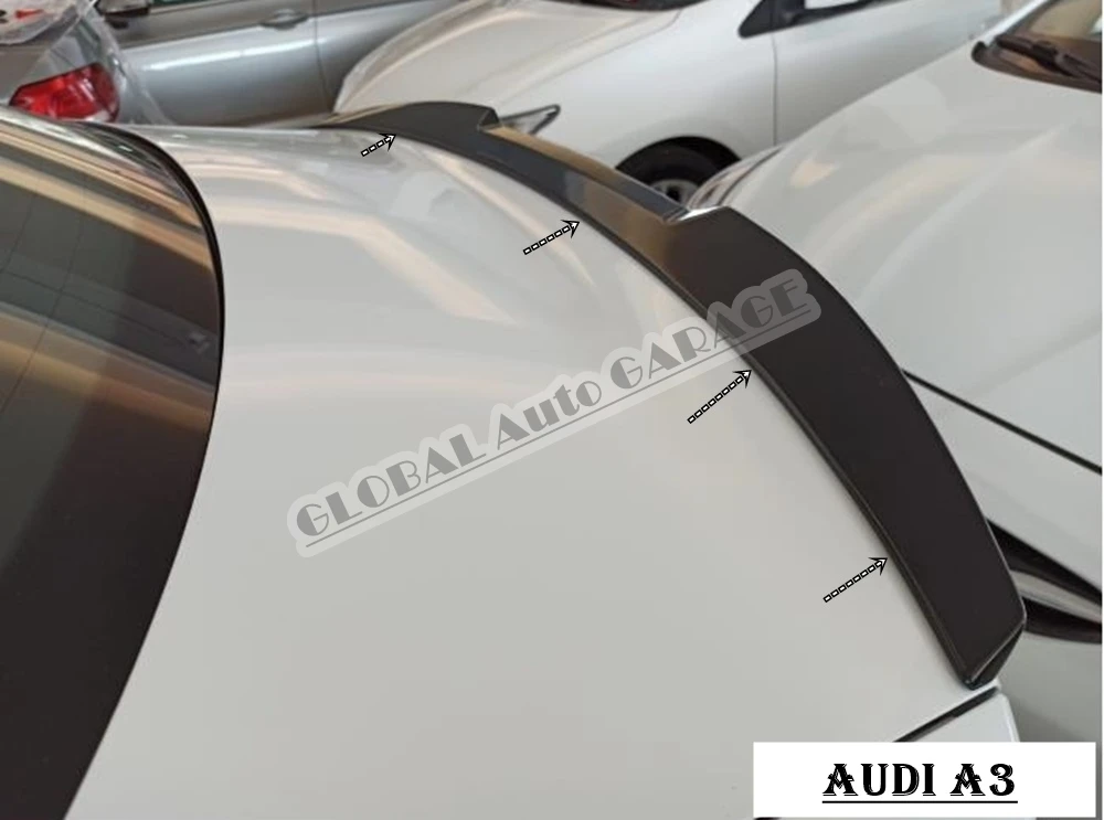 

For Audi A3 Sedan 2012-2020 Spoiler Auto Accessory Universal Spoilers Car Antenna Piano Black For Car Styling Diffüser Mud Flaps