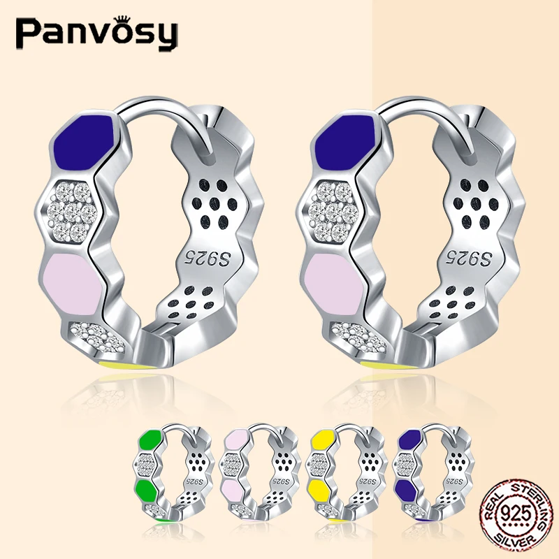 

2021 Trend New 925 Sterling Silver Hoop Earrings Original For Women Luxury Summer Party Fashion Jewelry Colored Huggie Earring