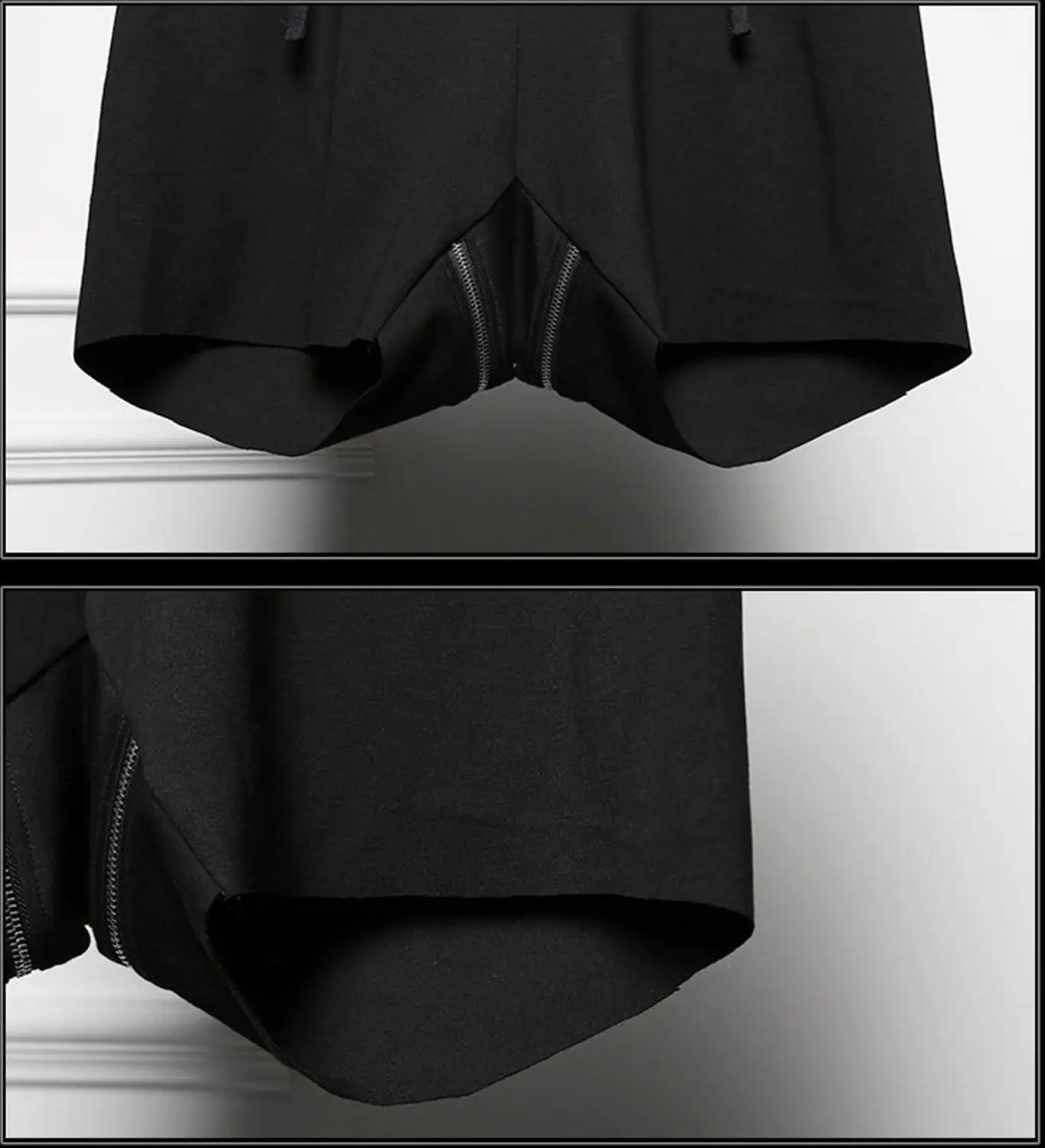 Original Design Men's Zippered Trousers Shorts / Loose Casual Gym Sports Pants Dropped Crotch Sarouel Pants / Harem Basketball S