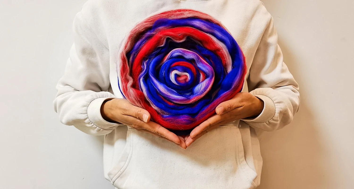 Смеска шерсти шерсть ровинг 50 г Мериносовая смешанные покрашенного вручную