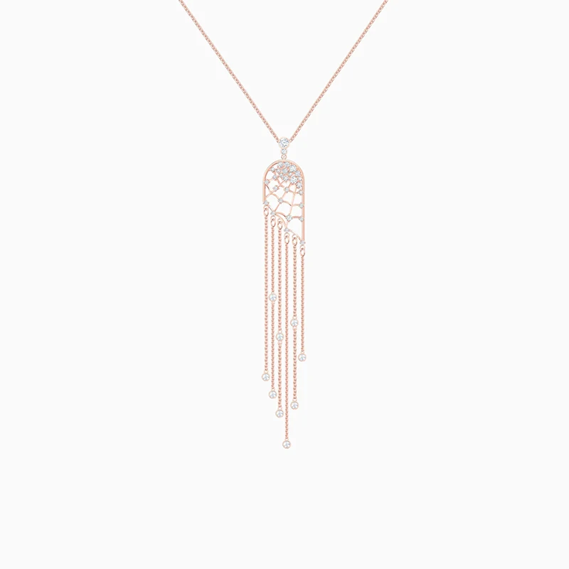 

Fashion Jewelry SWA New PRECISELY Necklace Rose Gold Glamorous Spider Web Icy Styling Feminine Trend Romantic Jewelry Gift