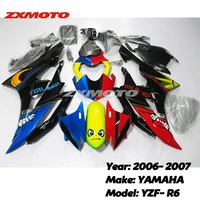zxmoto full fairing panel kit abs plastics bodywork for 2006 2007 yamaha yzf r6 06 07 red angry shark attack motorcycle