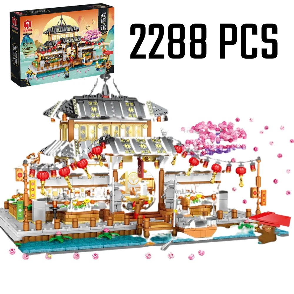 

New Creative City Street View Ninja Budokan MOC Model DIY Martial Arts Hall Architecture Building Blocks Bricks Toys for Kids