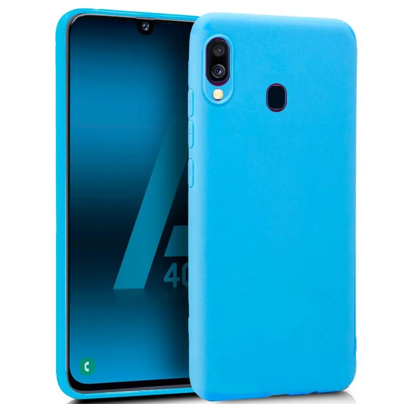 Силиконовый чехол для Samsung A405 Galaxy A40 (Небесно-Голубой мягкий ударопрочный