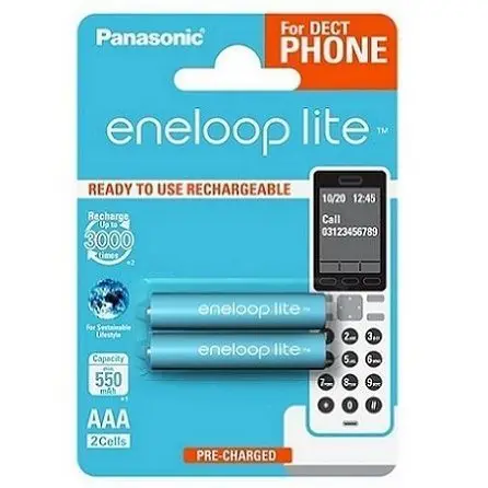 Panasonic Eneloop Lite bk-4lcce/2DE battery 550mAh AAA DECT BL2 | Rechargeable Batteries