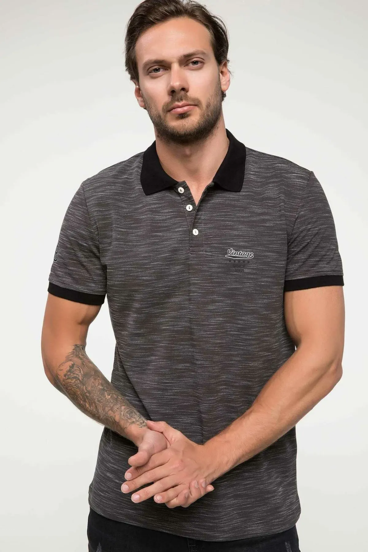 DeFacto мужская летняя рубашка поло с отложным воротником Красная Трикотажная